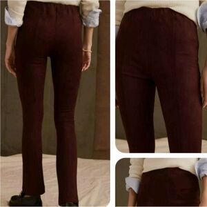AVEC LES FILLES Deep Burgundy Front Faux Suede Skinny Pants